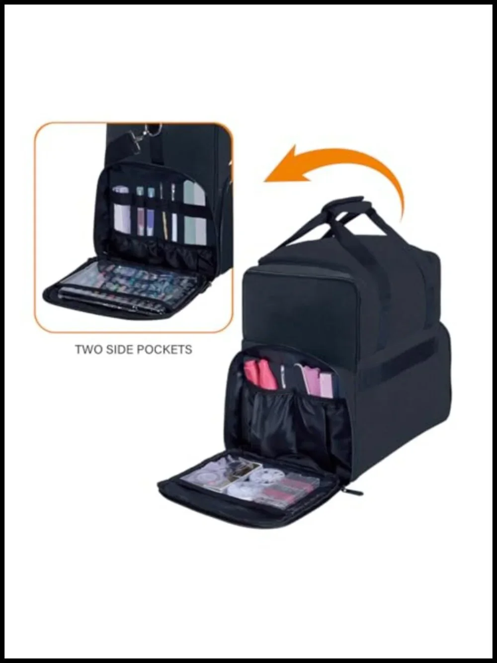Large Double Layer Travel Makeup Bag with Removable Cases & Dividers, Polyester